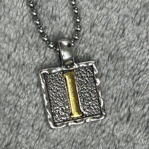 Plunder Jewelry Necklace Initial Letter i Monogram Square Pendant